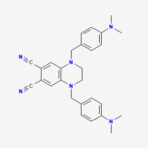 molecular formula C28H30N6 B11636979 1,4-Bis[4-(dimethylamino)benzyl]-1,2,3,4-tetrahydroquinoxaline-6,7-dicarbonitrile 