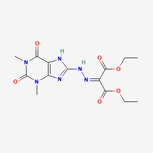 molecular formula C14H18N6O6 B11637009 diethyl [2-(1,3-dimethyl-2,6-dioxo-2,3,6,7-tetrahydro-1H-purin-8-yl)hydrazinylidene]propanedioate 