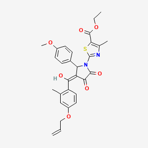 molecular formula C29H28N2O7S B11637058 ethyl 2-[3-hydroxy-5-(4-methoxyphenyl)-4-{[2-methyl-4-(prop-2-en-1-yloxy)phenyl]carbonyl}-2-oxo-2,5-dihydro-1H-pyrrol-1-yl]-4-methyl-1,3-thiazole-5-carboxylate 