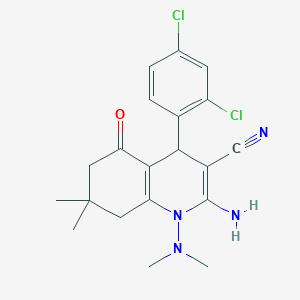molecular formula C20H22Cl2N4O B11637061 2-Amino-4-(2,4-dichlorophenyl)-1-(dimethylamino)-7,7-dimethyl-5-oxo-1,4,5,6,7,8-hexahydroquinoline-3-carbonitrile 
