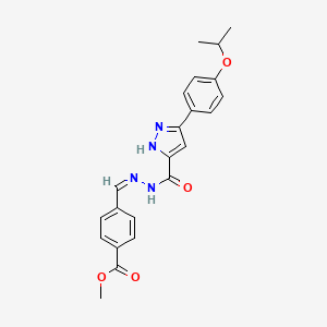 molecular formula C22H22N4O4 B11637249 methyl 4-{(Z)-[2-({3-[4-(propan-2-yloxy)phenyl]-1H-pyrazol-5-yl}carbonyl)hydrazinylidene]methyl}benzoate 
