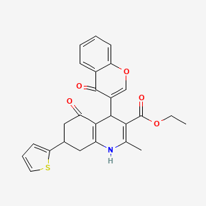 molecular formula C26H23NO5S B11637258 ethyl 2-methyl-5-oxo-4-(4-oxo-4H-chromen-3-yl)-7-(thiophen-2-yl)-1,4,5,6,7,8-hexahydroquinoline-3-carboxylate 