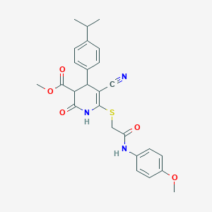 molecular formula C26H27N3O5S B11637343 Methyl 5-cyano-6-({2-[(4-methoxyphenyl)amino]-2-oxoethyl}sulfanyl)-2-oxo-4-[4-(propan-2-yl)phenyl]-1,2,3,4-tetrahydropyridine-3-carboxylate 