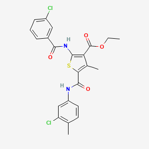 molecular formula C23H20Cl2N2O4S B11637363 Ethyl 5-[(3-chloro-4-methylphenyl)carbamoyl]-2-{[(3-chlorophenyl)carbonyl]amino}-4-methylthiophene-3-carboxylate 