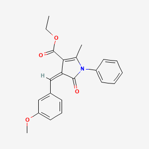 molecular formula C22H21NO4 B11637403 ethyl (4Z)-4-(3-methoxybenzylidene)-2-methyl-5-oxo-1-phenyl-4,5-dihydro-1H-pyrrole-3-carboxylate 