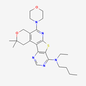 molecular formula C24H33N5O2S B11637416 N-butyl-N-ethyl-4,4-dimethyl-8-morpholin-4-yl-5-oxa-11-thia-9,14,16-triazatetracyclo[8.7.0.02,7.012,17]heptadeca-1(10),2(7),8,12(17),13,15-hexaen-13-amine 