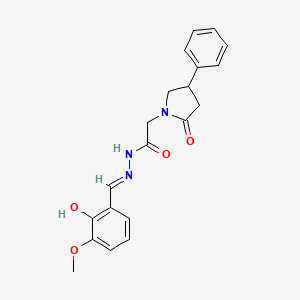 molecular formula C20H21N3O4 B11637484 N'-[(E)-(2-hydroxy-3-methoxyphenyl)methylidene]-2-(2-oxo-4-phenylpyrrolidin-1-yl)acetohydrazide 