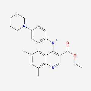 molecular formula C25H29N3O2 B11637571 Ethyl 6,8-dimethyl-4-{[4-(piperidin-1-yl)phenyl]amino}quinoline-3-carboxylate 