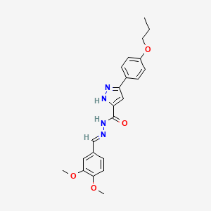 molecular formula C22H24N4O4 B11637664 N'-[(E)-(3,4-dimethoxyphenyl)methylidene]-3-(4-propoxyphenyl)-1H-pyrazole-5-carbohydrazide 