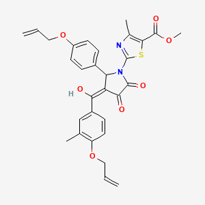 molecular formula C30H28N2O7S B11637672 methyl 2-(3-hydroxy-4-{[3-methyl-4-(prop-2-en-1-yloxy)phenyl]carbonyl}-2-oxo-5-[4-(prop-2-en-1-yloxy)phenyl]-2,5-dihydro-1H-pyrrol-1-yl)-4-methyl-1,3-thiazole-5-carboxylate 