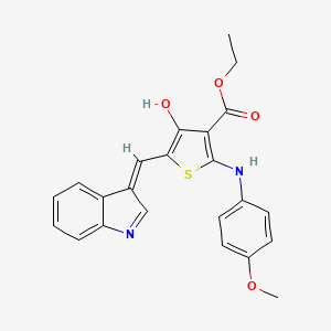 molecular formula C23H20N2O4S B11637684 ethyl (5E)-5-(1H-indol-3-ylmethylidene)-2-[(4-methoxyphenyl)amino]-4-oxo-4,5-dihydrothiophene-3-carboxylate 