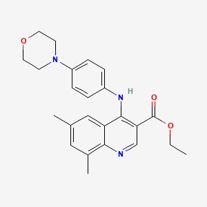 molecular formula C24H27N3O3 B11637826 Ethyl 6,8-dimethyl-4-{[4-(morpholin-4-yl)phenyl]amino}quinoline-3-carboxylate 