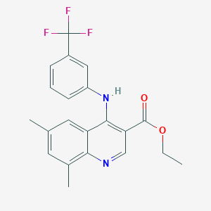 molecular formula C21H19F3N2O2 B11637963 Ethyl 6,8-dimethyl-4-{[3-(trifluoromethyl)phenyl]amino}quinoline-3-carboxylate 