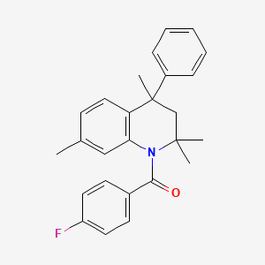 molecular formula C26H26FNO B11637973 (4-fluorophenyl)(2,2,4,7-tetramethyl-4-phenyl-3,4-dihydroquinolin-1(2H)-yl)methanone 
