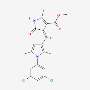 molecular formula C20H18Cl2N2O3 B11638006 methyl (4Z)-4-{[1-(3,5-dichlorophenyl)-2,5-dimethyl-1H-pyrrol-3-yl]methylidene}-2-methyl-5-oxo-4,5-dihydro-1H-pyrrole-3-carboxylate 
