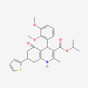 molecular formula C26H29NO5S B11638060 Propan-2-yl 4-(2,3-dimethoxyphenyl)-2-methyl-5-oxo-7-(thiophen-2-yl)-1,4,5,6,7,8-hexahydroquinoline-3-carboxylate 