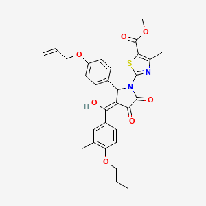 molecular formula C30H30N2O7S B11638075 methyl 2-[2-[4-(allyloxy)phenyl]-4-hydroxy-3-(3-methyl-4-propoxybenzoyl)-5-oxo-2,5-dihydro-1H-pyrrol-1-yl]-4-methyl-1,3-thiazole-5-carboxylate 