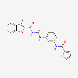 molecular formula C22H17N3O4S B11638080 N-({3-[(furan-2-ylcarbonyl)amino]phenyl}carbamothioyl)-3-methyl-1-benzofuran-2-carboxamide 