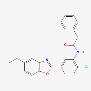 molecular formula C24H21ClN2O2 B11638119 N-{2-chloro-5-[5-(propan-2-yl)-1,3-benzoxazol-2-yl]phenyl}-2-phenylacetamide 