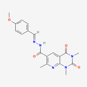 molecular formula C19H19N5O4 B11638146 N'-[(E)-(4-methoxyphenyl)methylidene]-1,3,7-trimethyl-2,4-dioxo-1,2,3,4-tetrahydropyrido[2,3-d]pyrimidine-6-carbohydrazide 