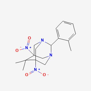 molecular formula C17H22N4O4 B11638198 6,6-Dimethyl-2-(2-methylphenyl)-5,7-dinitro-1,3-diazatricyclo[3.3.1.1~3,7~]decane 
