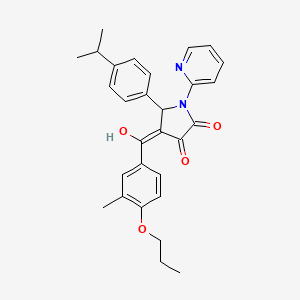 molecular formula C29H30N2O4 B11638201 3-hydroxy-4-[(3-methyl-4-propoxyphenyl)carbonyl]-5-[4-(propan-2-yl)phenyl]-1-(pyridin-2-yl)-1,5-dihydro-2H-pyrrol-2-one 
