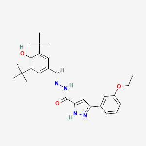 molecular formula C27H34N4O3 B11638250 N'-[(E)-(3,5-di-tert-butyl-4-hydroxyphenyl)methylidene]-3-(3-ethoxyphenyl)-1H-pyrazole-5-carbohydrazide 