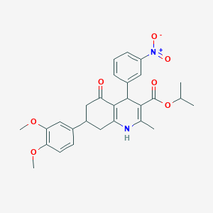 molecular formula C28H30N2O7 B11638302 Propan-2-yl 7-(3,4-dimethoxyphenyl)-2-methyl-4-(3-nitrophenyl)-5-oxo-1,4,5,6,7,8-hexahydroquinoline-3-carboxylate 