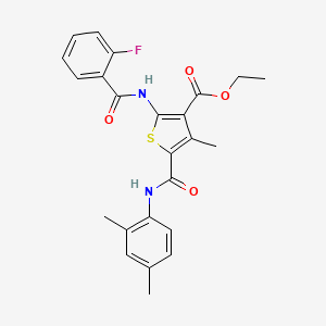 molecular formula C24H23FN2O4S B11638354 Ethyl 5-[(2,4-dimethylphenyl)carbamoyl]-2-{[(2-fluorophenyl)carbonyl]amino}-4-methylthiophene-3-carboxylate 