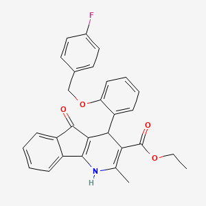 molecular formula C29H24FNO4 B11638362 ethyl 4-{2-[(4-fluorobenzyl)oxy]phenyl}-2-methyl-5-oxo-4,5-dihydro-1H-indeno[1,2-b]pyridine-3-carboxylate 