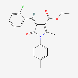 molecular formula C22H20ClNO3 B11638364 ethyl (4Z)-4-(2-chlorobenzylidene)-2-methyl-1-(4-methylphenyl)-5-oxo-4,5-dihydro-1H-pyrrole-3-carboxylate 