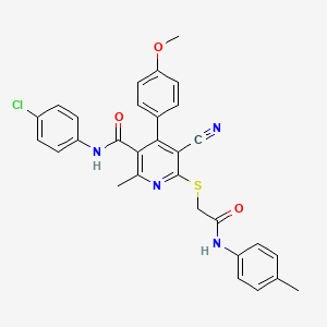 molecular formula C30H25ClN4O3S B11638380 N-(4-chlorophenyl)-5-cyano-4-(4-methoxyphenyl)-2-methyl-6-({2-[(4-methylphenyl)amino]-2-oxoethyl}sulfanyl)pyridine-3-carboxamide 