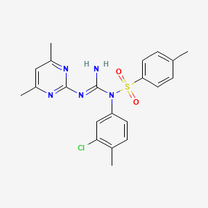 molecular formula C21H22ClN5O2S B11638427 N-(3-chloro-4-methylphenyl)-N-[N'-(4,6-dimethylpyrimidin-2-yl)carbamimidoyl]-4-methylbenzenesulfonamide 