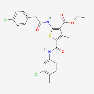 molecular formula C24H22Cl2N2O4S B11638435 Ethyl 5-[(3-chloro-4-methylphenyl)carbamoyl]-2-{[(4-chlorophenyl)acetyl]amino}-4-methylthiophene-3-carboxylate 