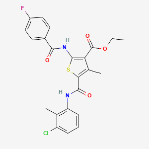 molecular formula C23H20ClFN2O4S B11638457 Ethyl 5-[(3-chloro-2-methylphenyl)carbamoyl]-2-{[(4-fluorophenyl)carbonyl]amino}-4-methylthiophene-3-carboxylate 