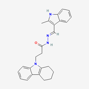 molecular formula C25H26N4O B11638575 N'-[(E)-(2-methyl-1H-indol-3-yl)methylidene]-3-(1,2,3,4-tetrahydro-9H-carbazol-9-yl)propanehydrazide 