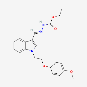 molecular formula C21H23N3O4 B11639162 ethyl (2E)-2-({1-[2-(4-methoxyphenoxy)ethyl]-1H-indol-3-yl}methylidene)hydrazinecarboxylate 