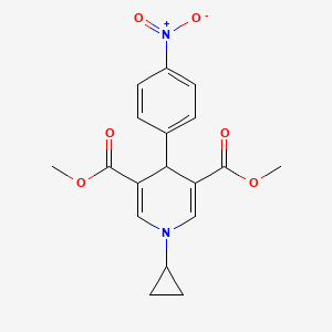 molecular formula C18H18N2O6 B11639659 Dimethyl 1-cyclopropyl-4-(4-nitrophenyl)-1,4-dihydropyridine-3,5-dicarboxylate 