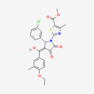 molecular formula C26H23ClN2O6S B11639815 methyl 2-{2-(3-chlorophenyl)-3-[(4-ethoxy-3-methylphenyl)carbonyl]-4-hydroxy-5-oxo-2,5-dihydro-1H-pyrrol-1-yl}-4-methyl-1,3-thiazole-5-carboxylate 