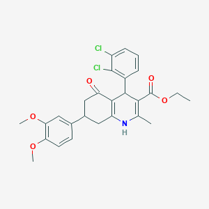 molecular formula C27H27Cl2NO5 B11640153 Ethyl 4-(2,3-dichlorophenyl)-7-(3,4-dimethoxyphenyl)-2-methyl-5-oxo-1,4,5,6,7,8-hexahydroquinoline-3-carboxylate 