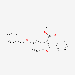 molecular formula C25H22O4 B11640190 Ethyl 5-[(2-methylphenyl)methoxy]-2-phenyl-1-benzofuran-3-carboxylate 