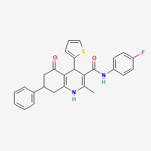 molecular formula C27H23FN2O2S B11640327 N-(4-fluorophenyl)-2-methyl-5-oxo-7-phenyl-4-(2-thienyl)-1,4,5,6,7,8-hexahydro-3-quinolinecarboxamide 