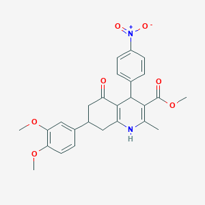 molecular formula C26H26N2O7 B11640416 Methyl 7-(3,4-dimethoxyphenyl)-2-methyl-4-(4-nitrophenyl)-5-oxo-1,4,5,6,7,8-hexahydroquinoline-3-carboxylate 