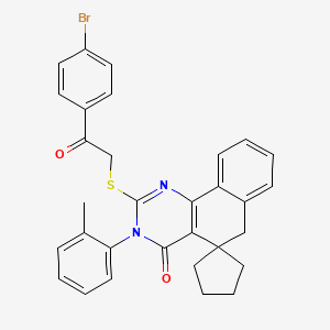 molecular formula C31H27BrN2O2S B11640450 2-{[2-(4-bromophenyl)-2-oxoethyl]sulfanyl}-3-(2-methylphenyl)-3H-spiro[benzo[h]quinazoline-5,1'-cyclopentan]-4(6H)-one 