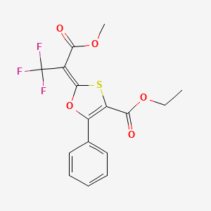 molecular formula C16H13F3O5S B11640502 ethyl (2E)-5-phenyl-2-(1,1,1-trifluoro-3-methoxy-3-oxopropan-2-ylidene)-1,3-oxathiole-4-carboxylate 
