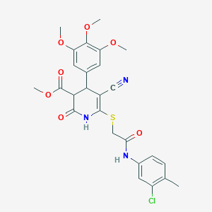 molecular formula C26H26ClN3O7S B11640545 Methyl 6-({2-[(3-chloro-4-methylphenyl)amino]-2-oxoethyl}sulfanyl)-5-cyano-2-oxo-4-(3,4,5-trimethoxyphenyl)-1,2,3,4-tetrahydropyridine-3-carboxylate 