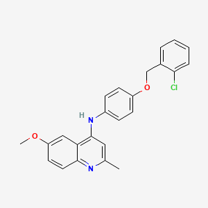 molecular formula C24H21ClN2O2 B11640626 N-{4-[(2-Chlorophenyl)methoxy]phenyl}-6-methoxy-2-methylquinolin-4-amine 