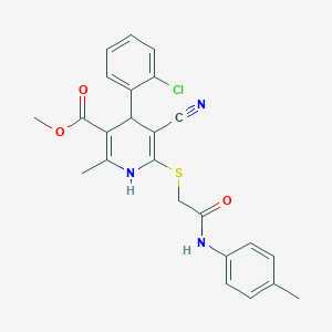molecular formula C24H22ClN3O3S B11640811 Methyl 4-(2-chlorophenyl)-5-cyano-2-methyl-6-({2-[(4-methylphenyl)amino]-2-oxoethyl}sulfanyl)-1,4-dihydropyridine-3-carboxylate 