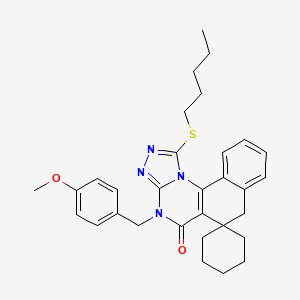molecular formula C31H36N4O2S B11640955 4-(4-methoxybenzyl)-1-(pentylsulfanyl)-4H-spiro[benzo[h][1,2,4]triazolo[4,3-a]quinazoline-6,1'-cyclohexan]-5(7H)-one 