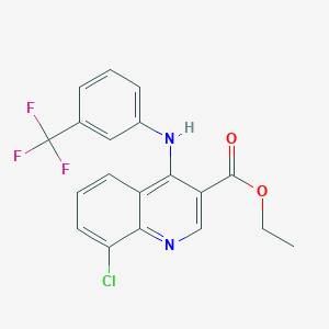 molecular formula C19H14ClF3N2O2 B11640970 Ethyl 8-chloro-4-{[3-(trifluoromethyl)phenyl]amino}quinoline-3-carboxylate 